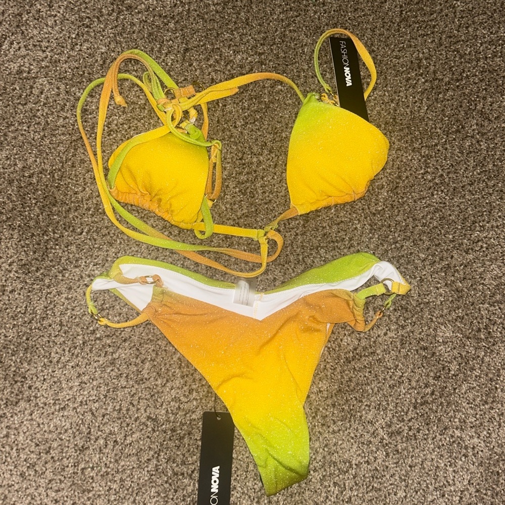 Yellow and Green Bikini Set